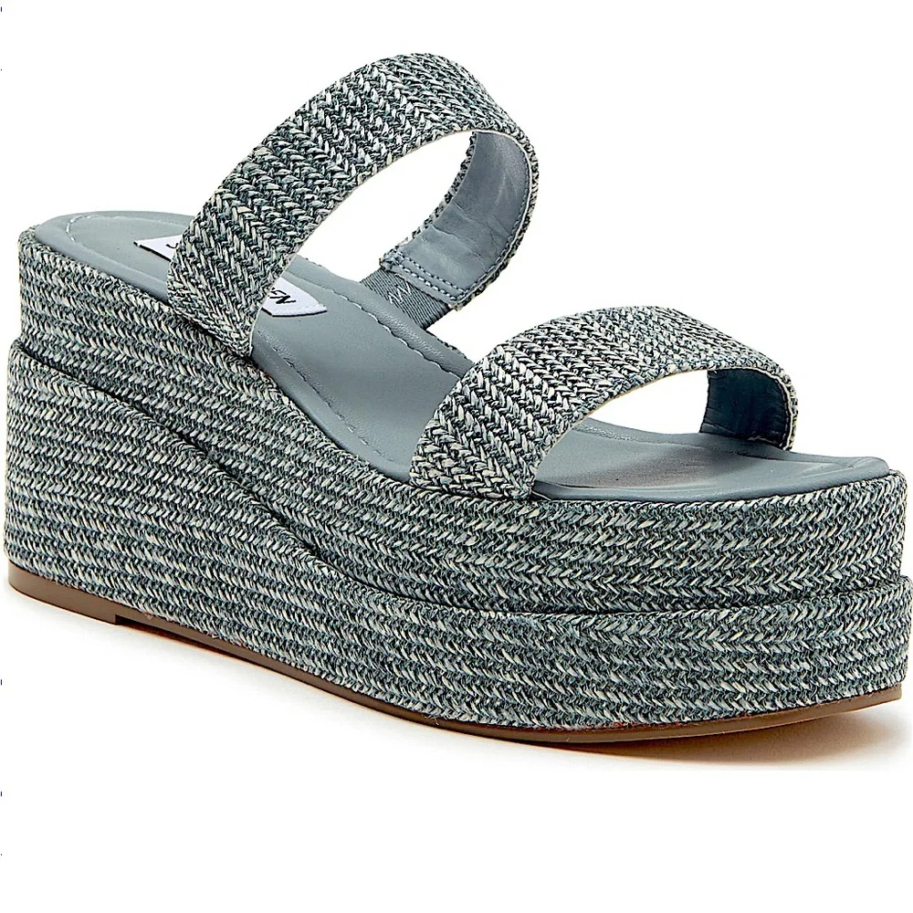 Steve Madden Light Blue Textured Platform Sandals NWT - Picture 3 of 12